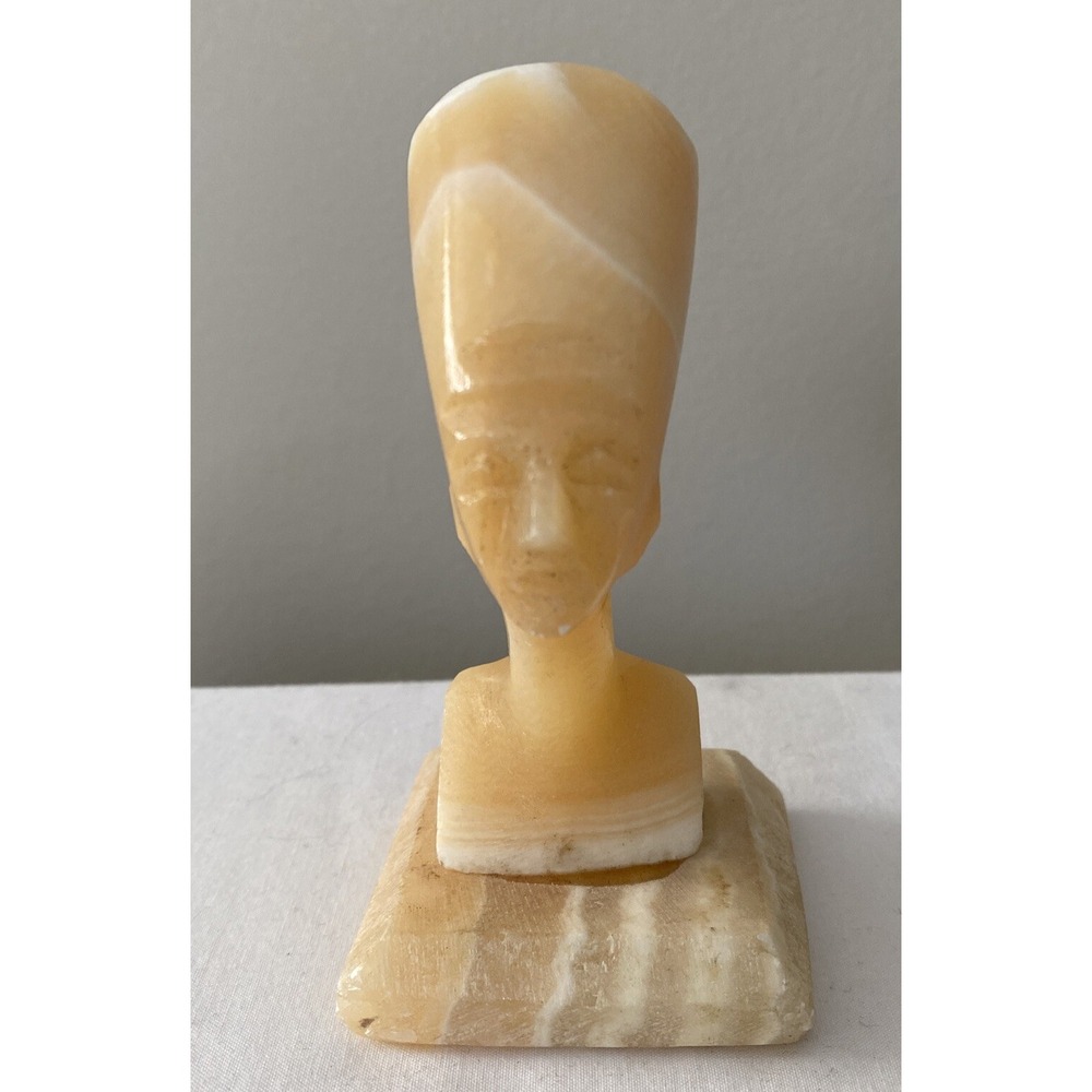 Vintage Onyx or Marble Queen Nefertiti Bust Egyptian Queen 4.5 inches